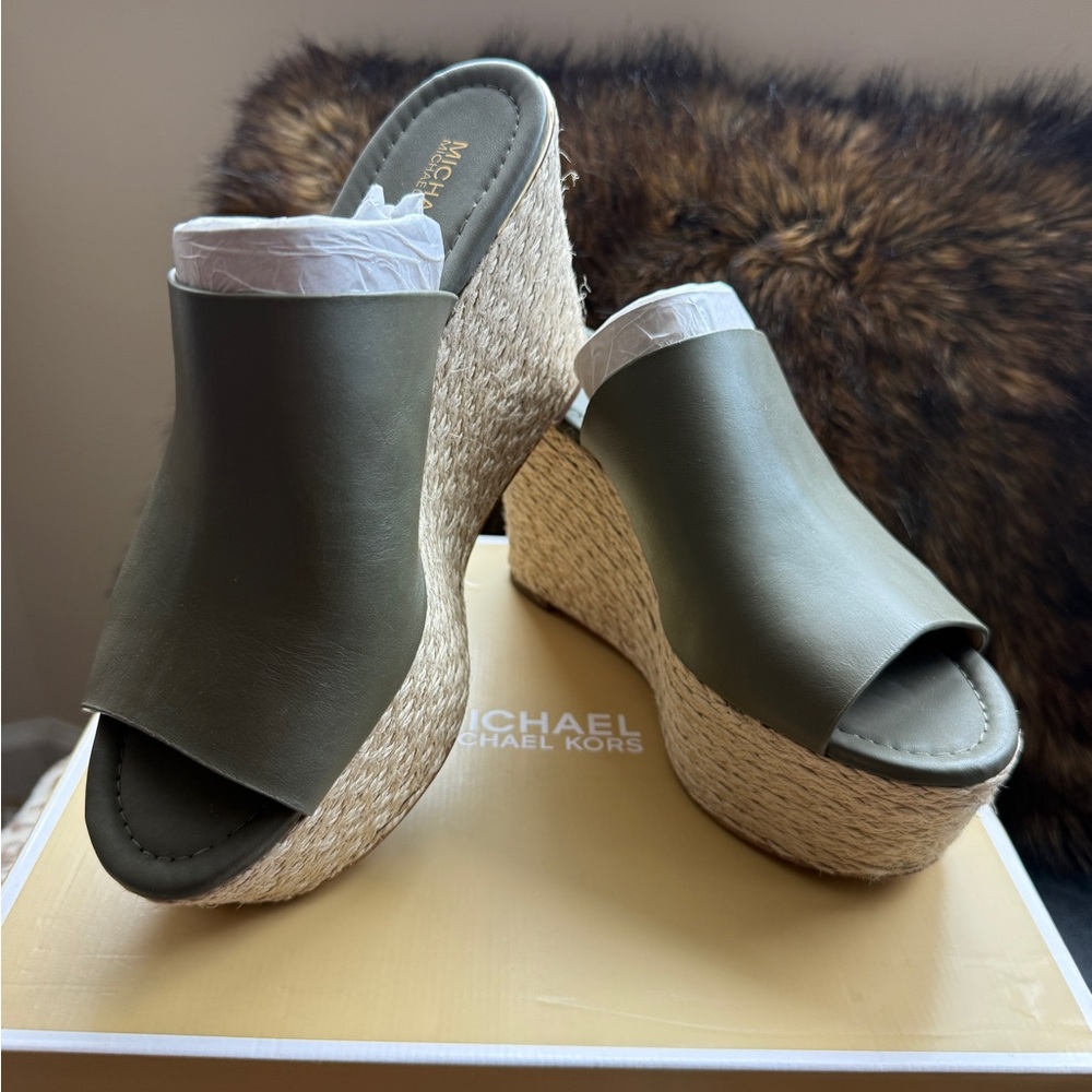 Michael Kors Green Wedge Sandals